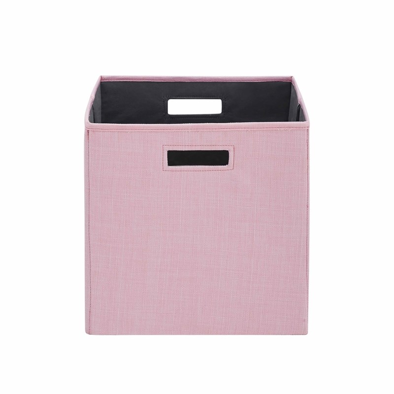 Riverbay Furniture Transitional Two Pack Fabric Storage Bins in Pink