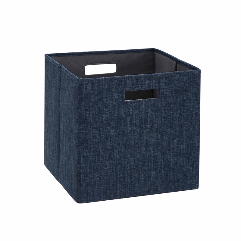Riverbay Furniture Transitional Two Pack Fabric Storage Bins in Navy