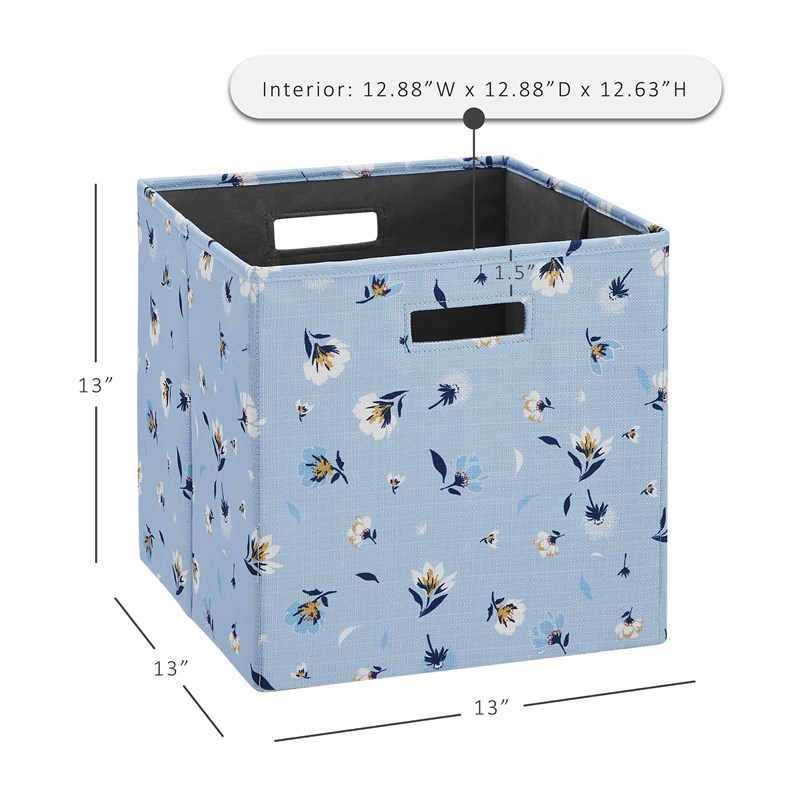Riverbay Furniture Transitional Two Pack Fabric Daisy Storage Bins in Blue