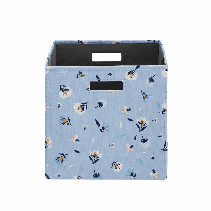 Riverbay Furniture Transitional Two Pack Fabric Daisy Storage Bins in Blue