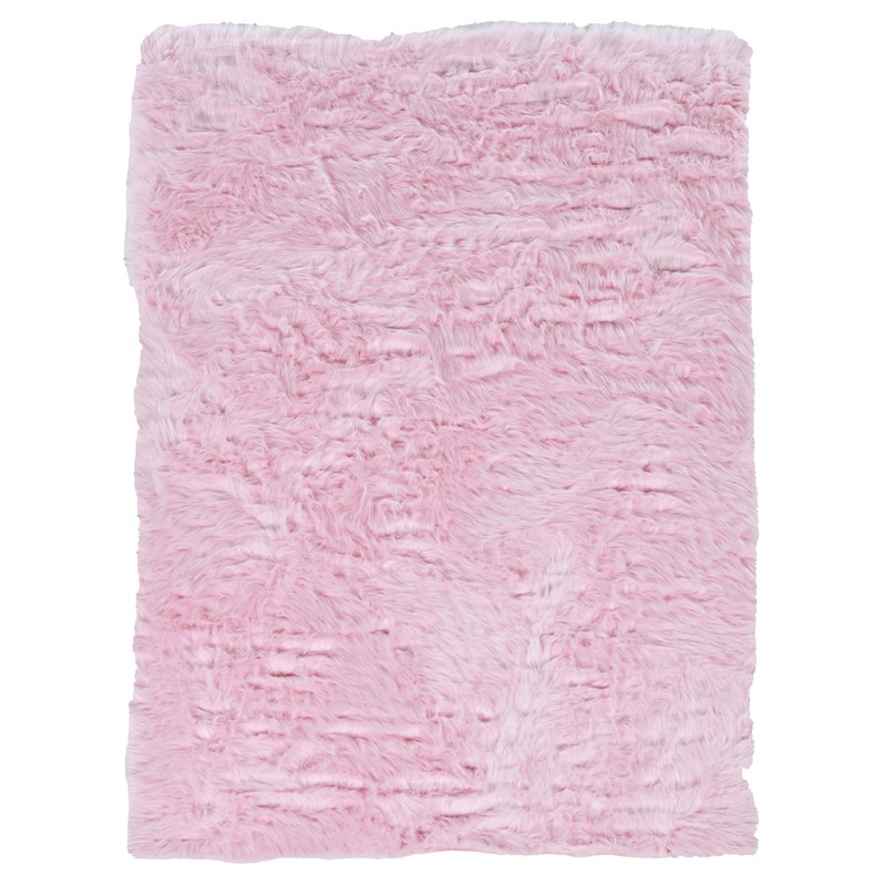 Riverbay Furniture Transitional Faux Fur Tufted Acrylic 5'x7' Rug in Pink