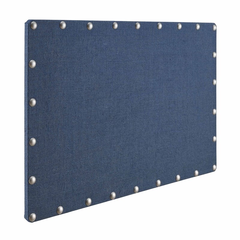 Riverbay Furniture Transitional Nailhead Corkboard in Navy Blue