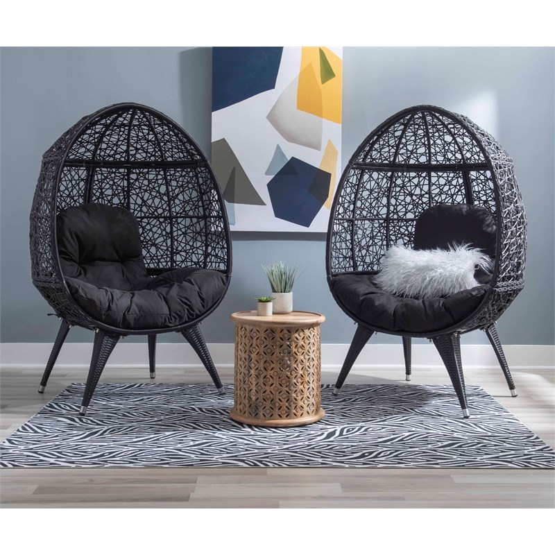 Riverbay Furniture Modern Metal Round Chair in Black