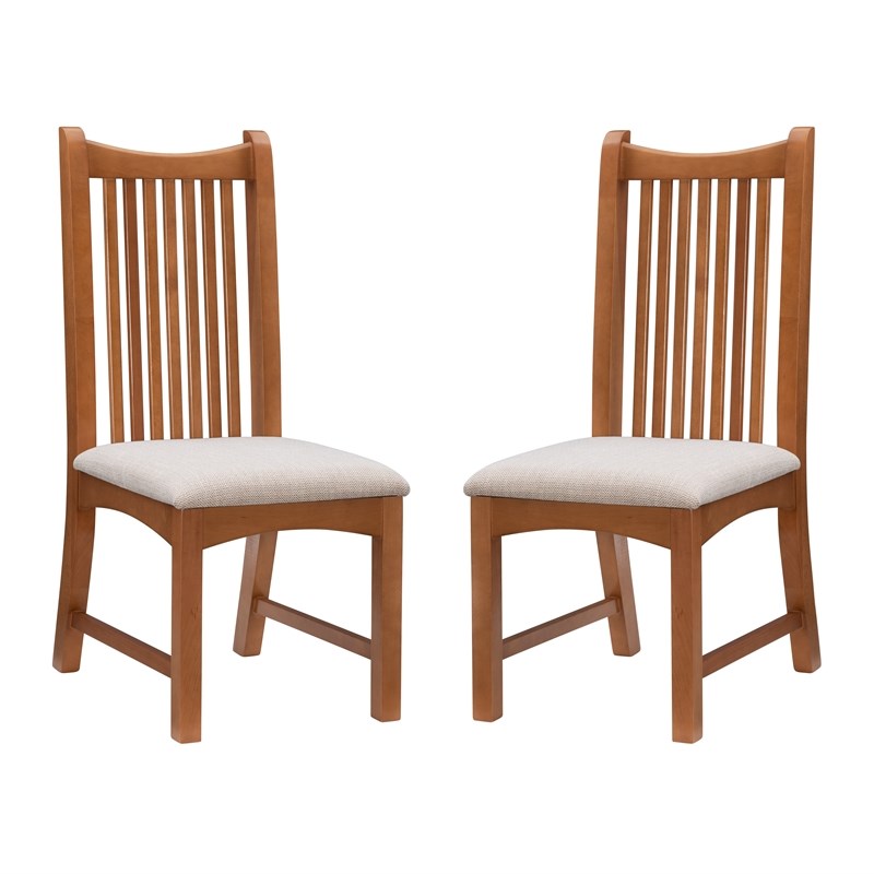 Riverbay Furniture Solid Wood Upholstered Set of Two Side Chairs in Brown