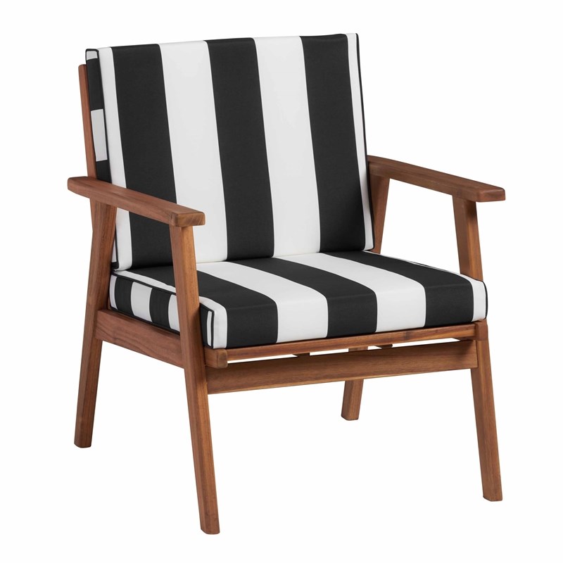 Riverbay Furniture Transitional Acacia Wood Striped Outdoor Set in Black