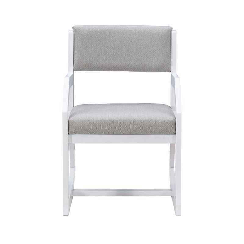 Riverbay Furniture Solid Wood Upholstered Two Position Sled Base Chair in White