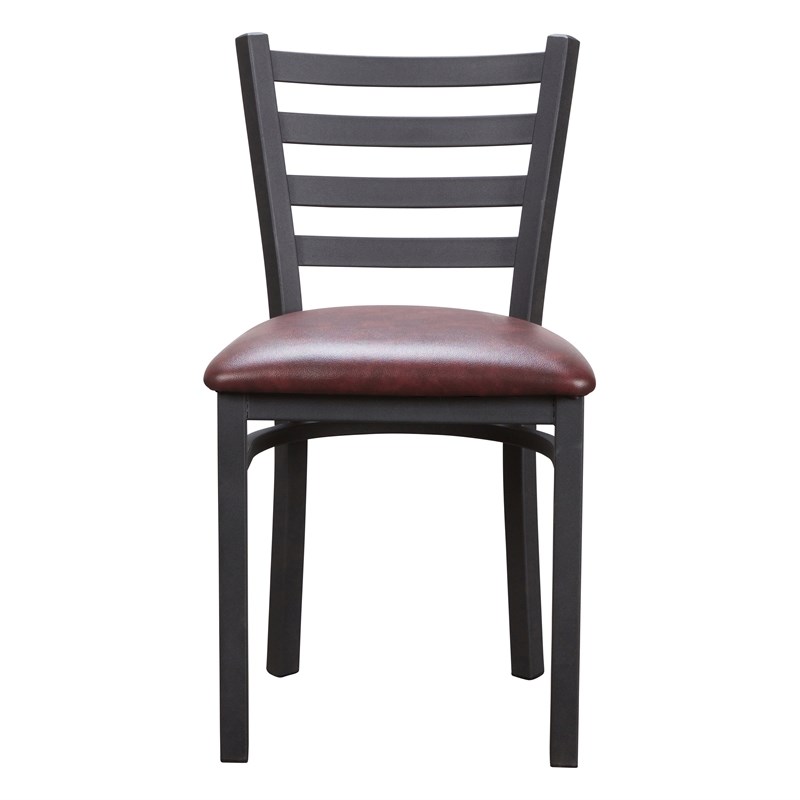 Riverbay Furniture Transitional Metal Side Chair Set of Two in Black/Burgundy