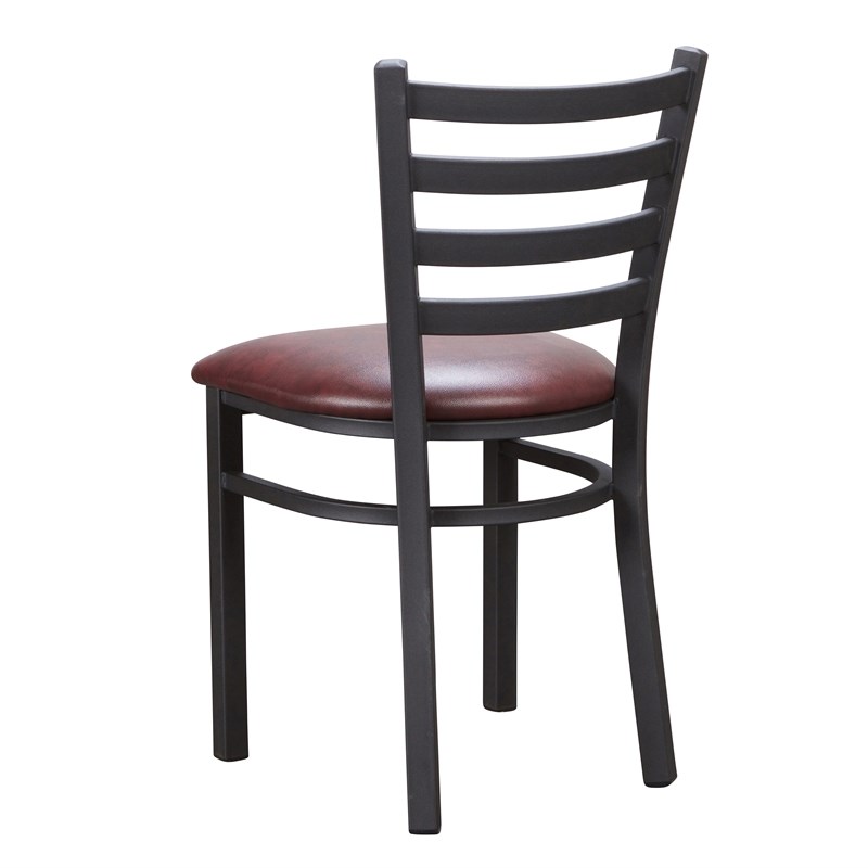 Riverbay Furniture Transitional Metal Side Chair Set of Two in Black/Burgundy