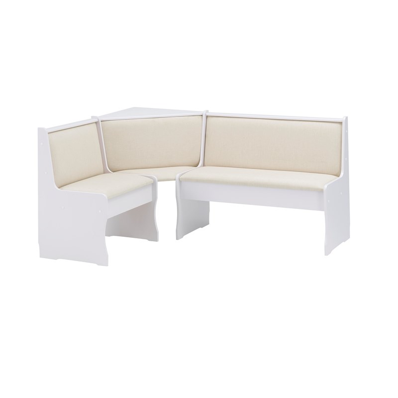 Riverbay Furniture Wood Storage Nook Dining Set in White and Beige