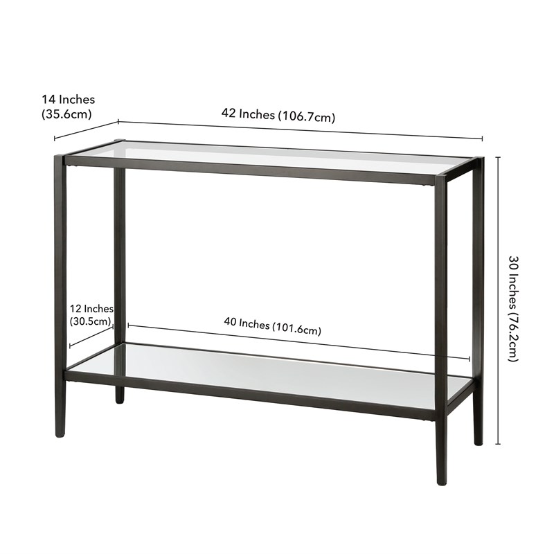 Mirrored Shelf Console Table, 30 Inch Wide White Console Table
