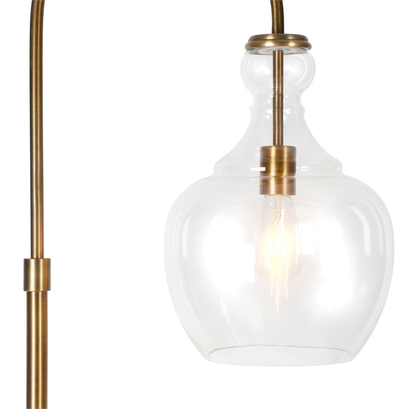 Henn&Hart Metal Arc Brass and Gold Floor Lamp with Clear Glass Shade