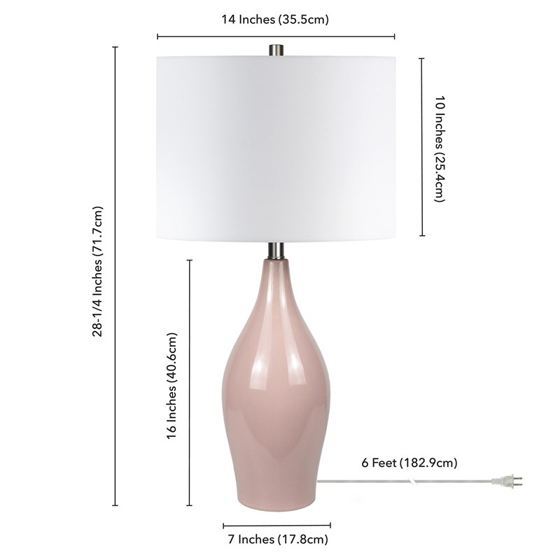 Henn Hart 28 25 Ceramic Table Lamp In Dusty Rose Pink Tl0280 Henn Hart 28 25 Ceramic Table Lamp In, Dusty Rose Lamp Shade