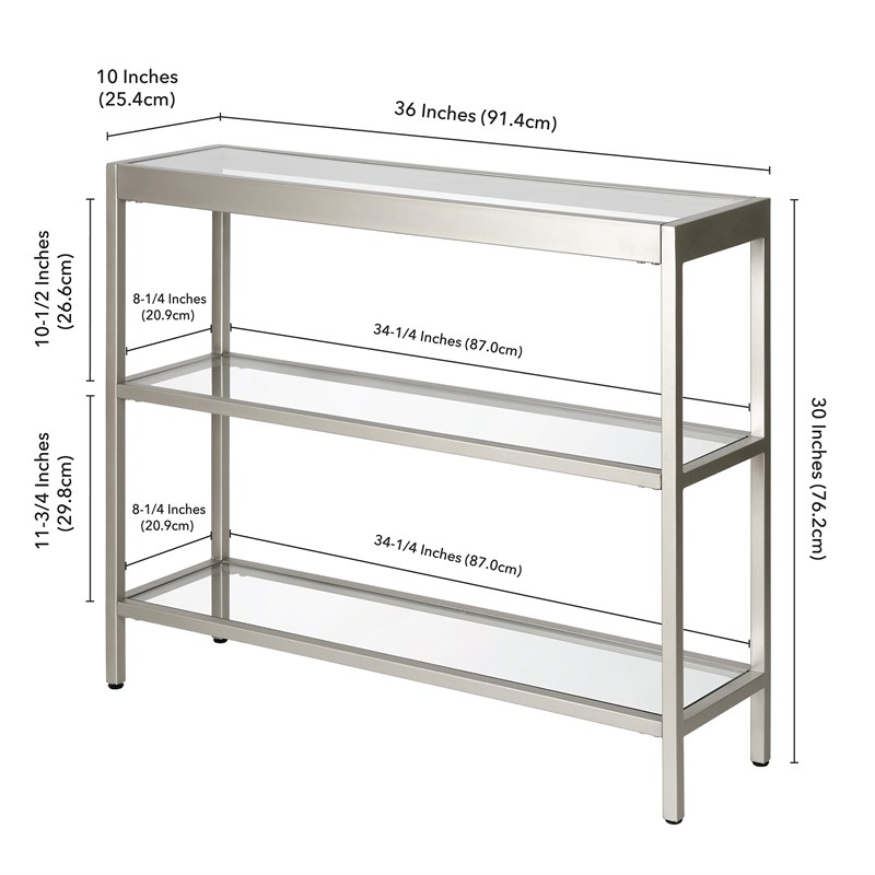 Metal 3 Shelf Short Console Table, 36 Inch Console Table With Shelves