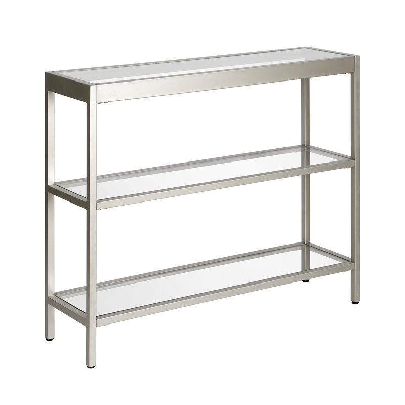 Metal 3 Shelf Short Console Table, 36 Inch Console Table Golden