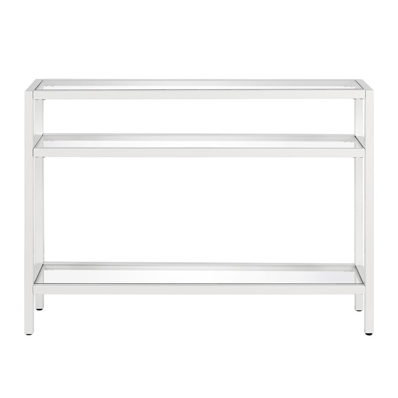 Henn Hart 42 3 Shelf Metal White Console Table With Glass Shelves Homesquare Shelf Metal White Console Table, 42 Height Console Table