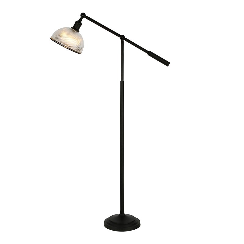 praktijk Afgrond Airco Henn&Hart 32" Blackened Bronze Metal/Ribbed Glass Floor Lamp | Homesquare