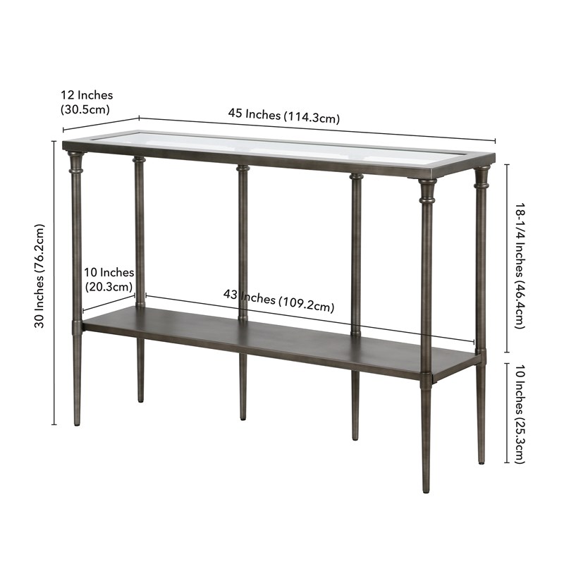 Gray Metal Console Table Homesquare, Console Table Dimensions In Inches
