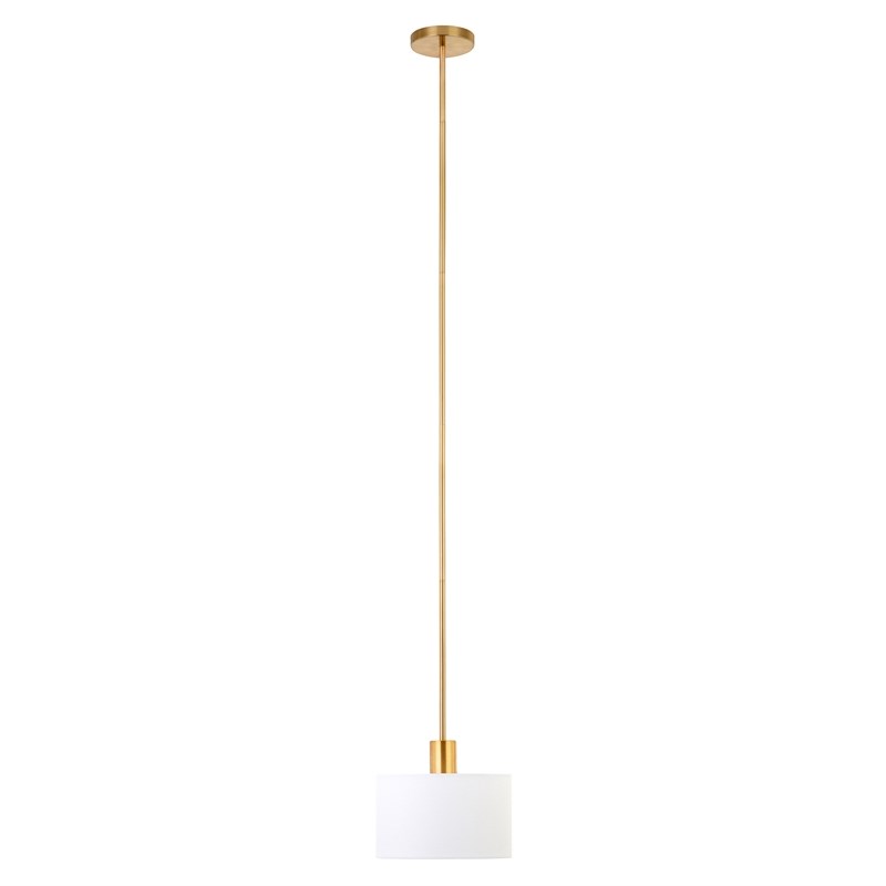 Henn&Hart Industrial Metal Brass and Gold Finish Pendant with Fabric Shade