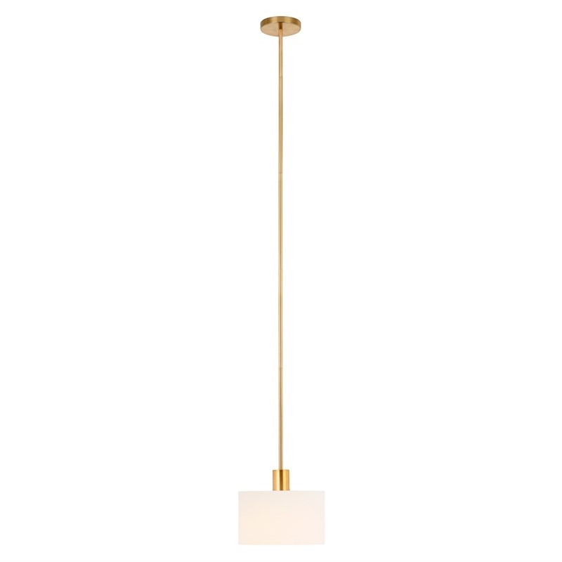 Henn&Hart Industrial Metal Brass and Gold Finish Pendant with Fabric Shade