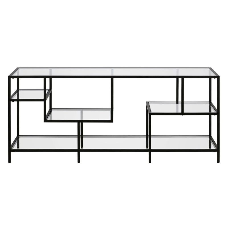 Henn&Hart Black Bronze TV Stand with Glass Shelves