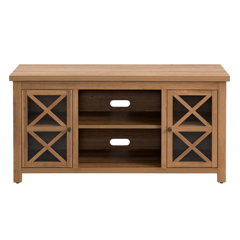 Henn&Hart 47" Golden Oak/Glass TV Stand Homesquare