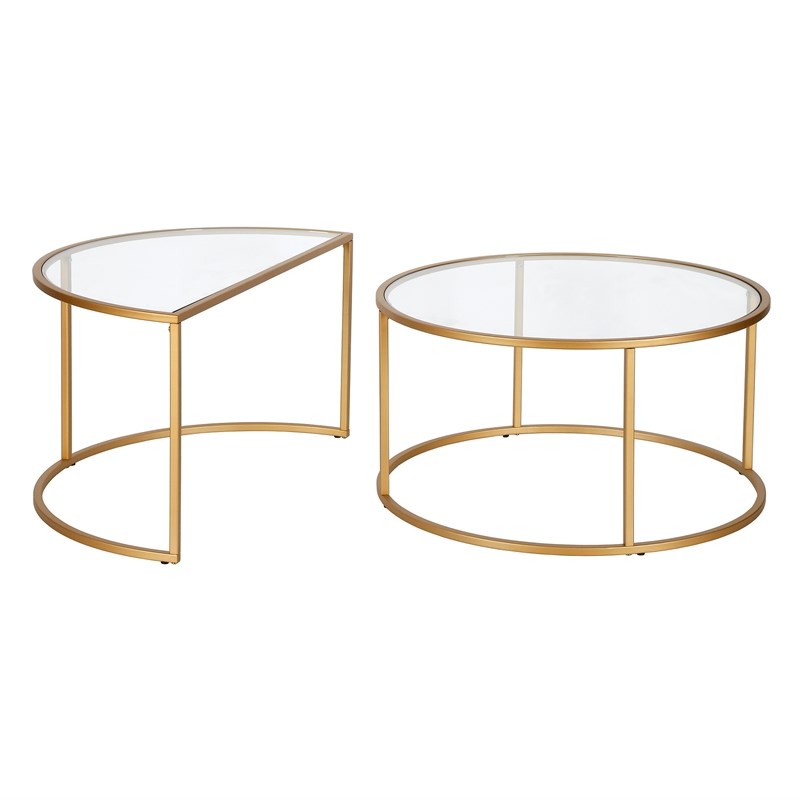 Henn&Hart Brass Nested Coffee Table Set