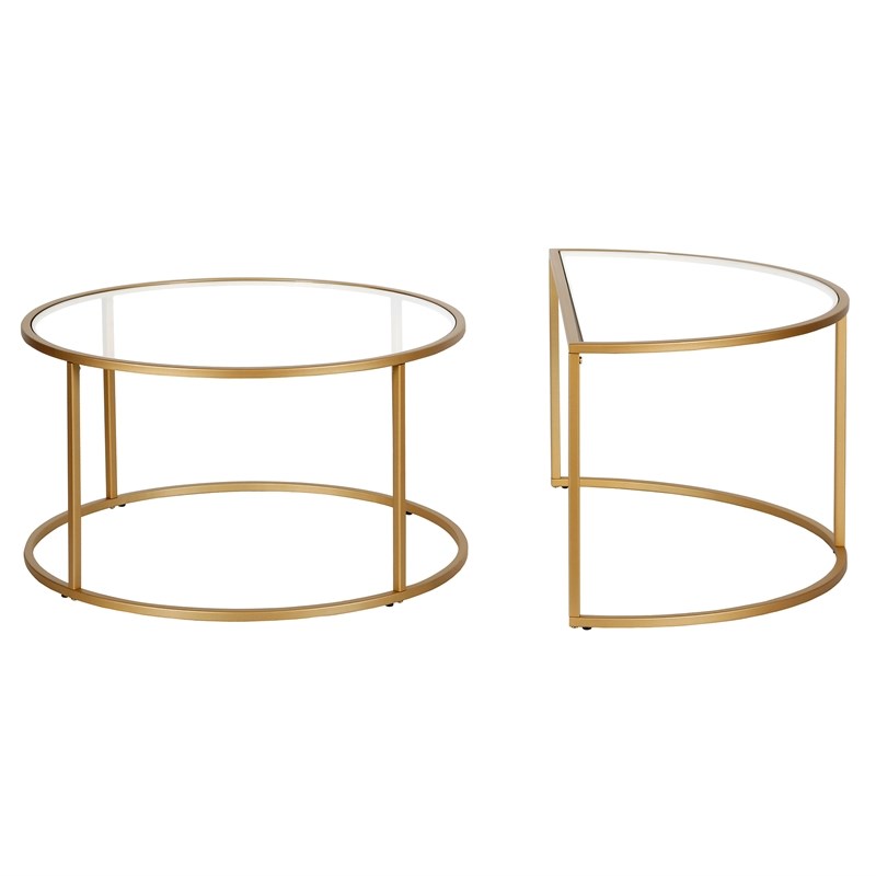Henn&Hart Brass Nested Coffee Table Set