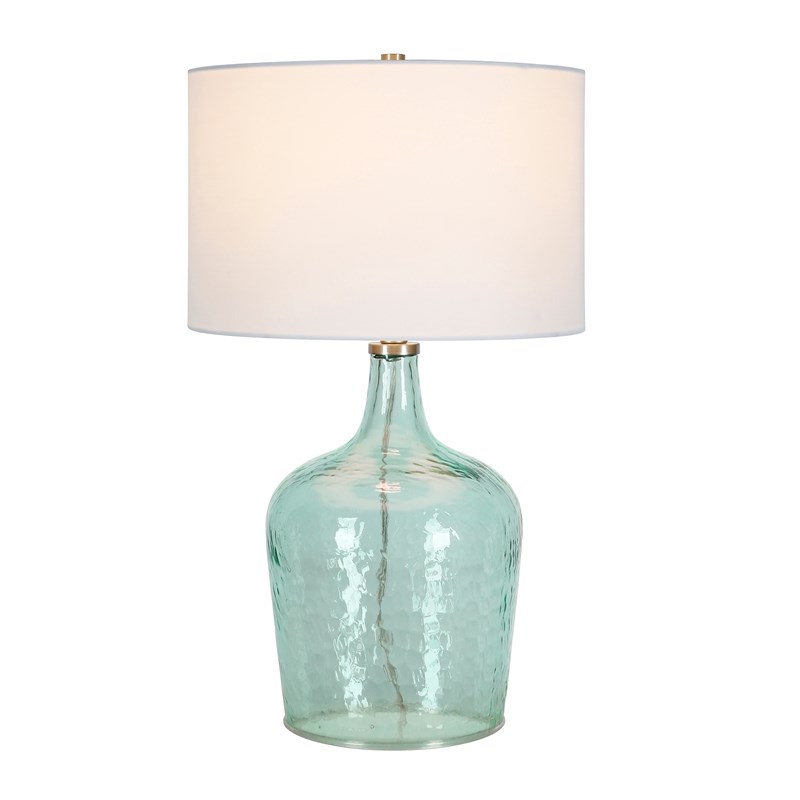 Henn&Hart Blue Glass Table Lamp with Brushed Nickel Accents