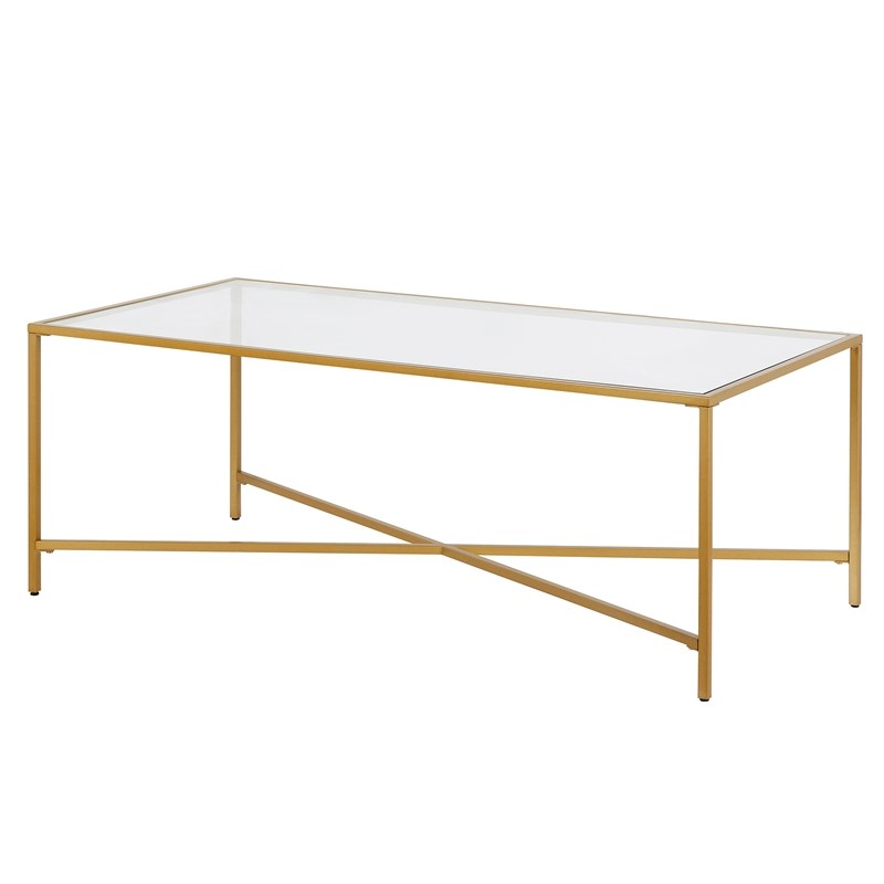 Henn&Hart Brass Coffee Table with Glass Top