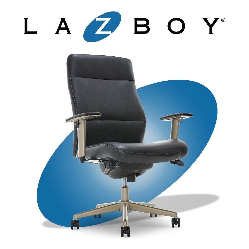 La-Z-Boy Baylor Modern Executive Office Chair Black Bonded Leather