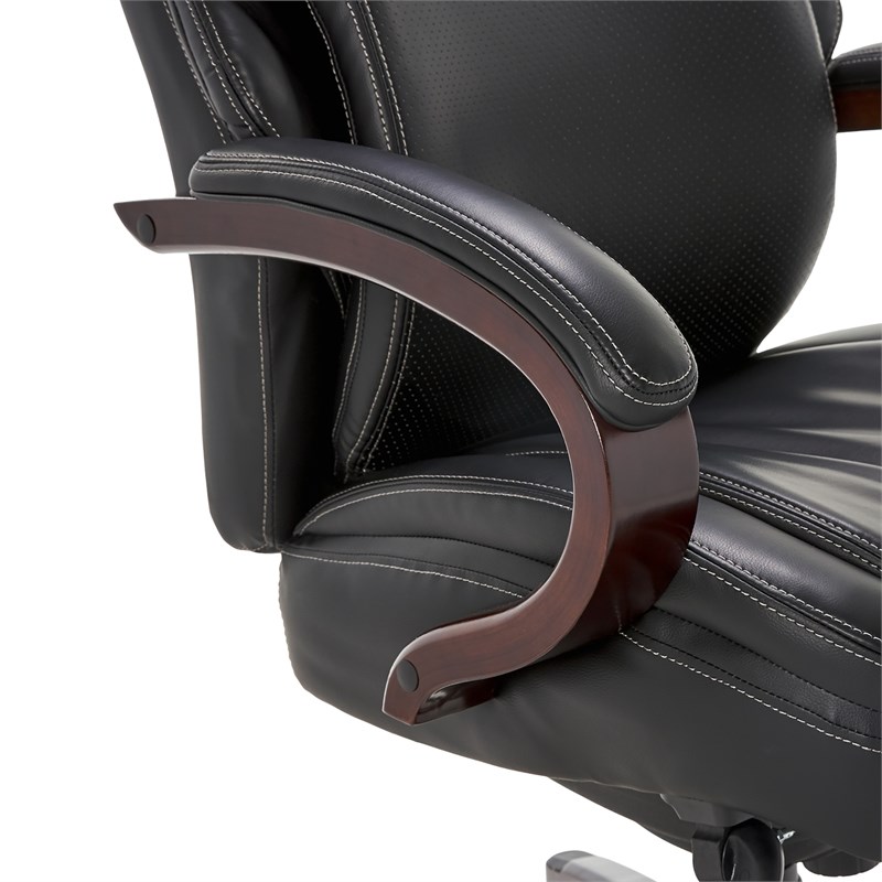 La-Z-Boy Hyland Modern Metal Executive Office Chair Black Bonded Leather
