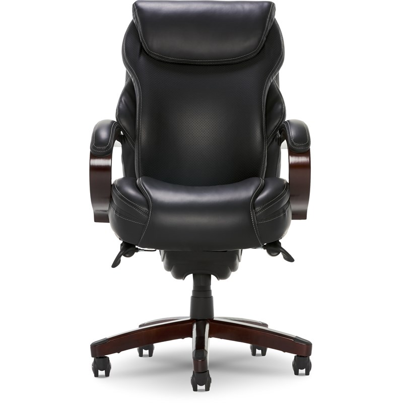 La-Z-Boy Hyland Modern Metal Executive Office Chair Black Bonded Leather