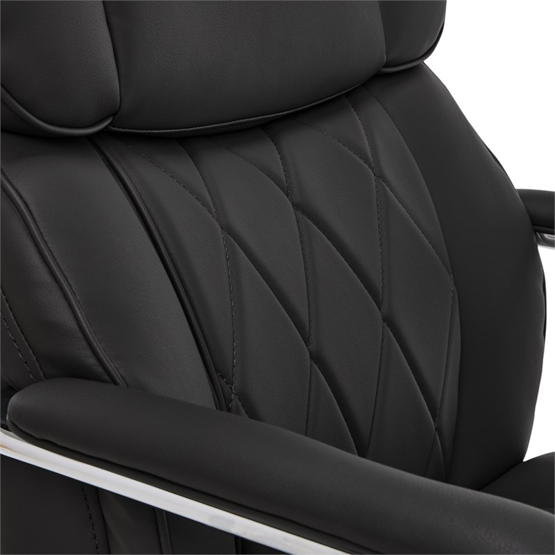 La-Z-Boy Modern Faux Leather Quilted Leather Executive Office Chair Black