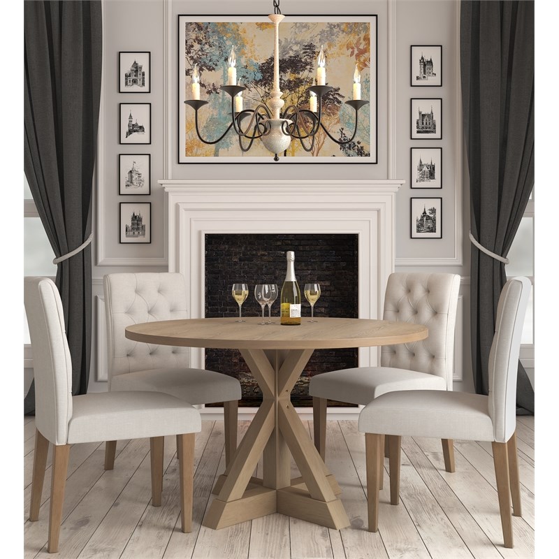 Finch Alfred Round Dining Table Rustic Beige | Homesquare