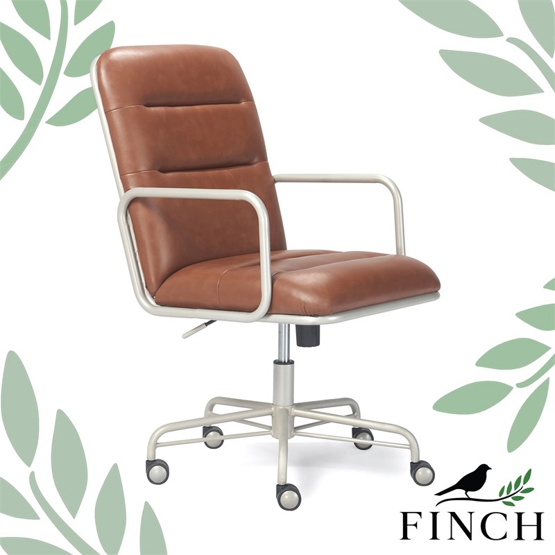 Finch Franklin Modern Leather Desk Chair Brown