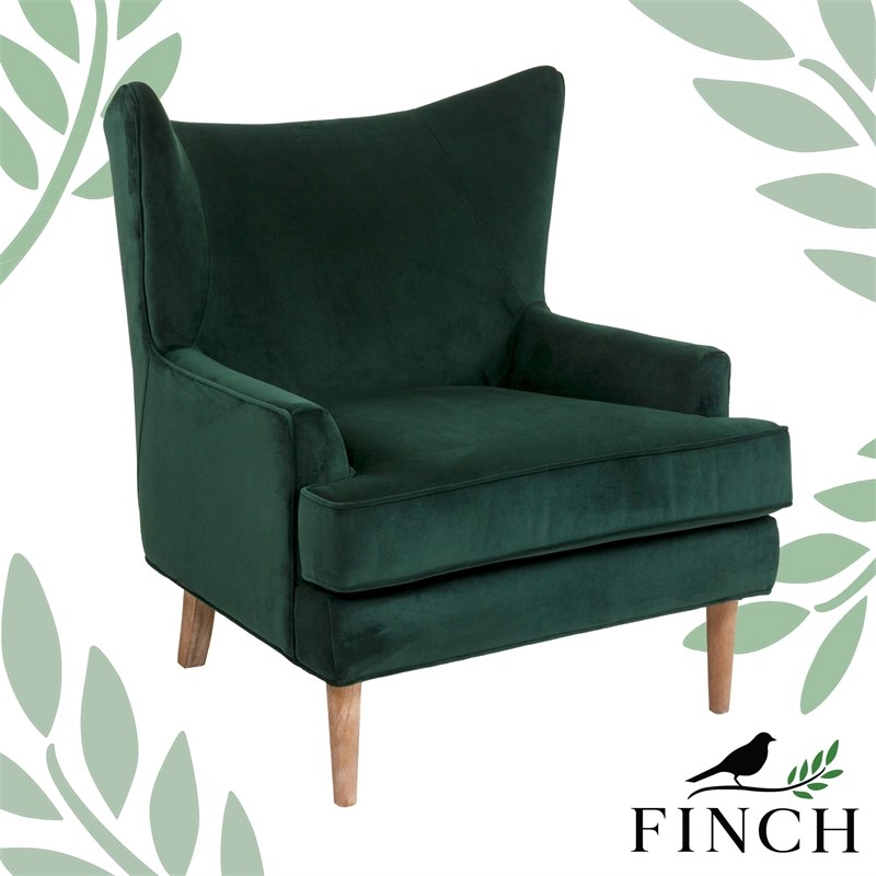 Finch Wyatt Wingback Chair Emerald Green