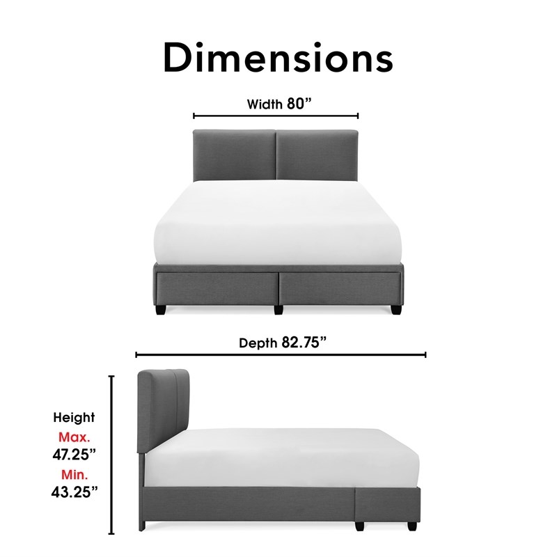 Finch Maxwell Storage Bed With, King Size Storage Bed Dimensions
