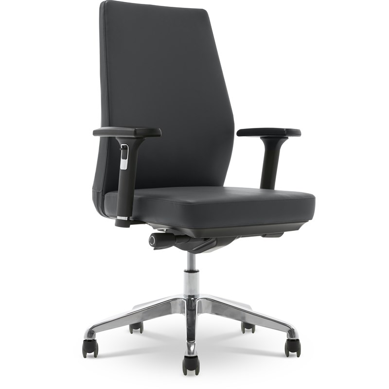 StyleWorks NYC Mid Back Executive Office Chair with Adjustable Arms Charcoal