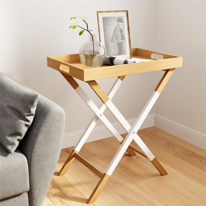 Universal Expert Remus Folding Tray Table Modern Oak and White Homesquare