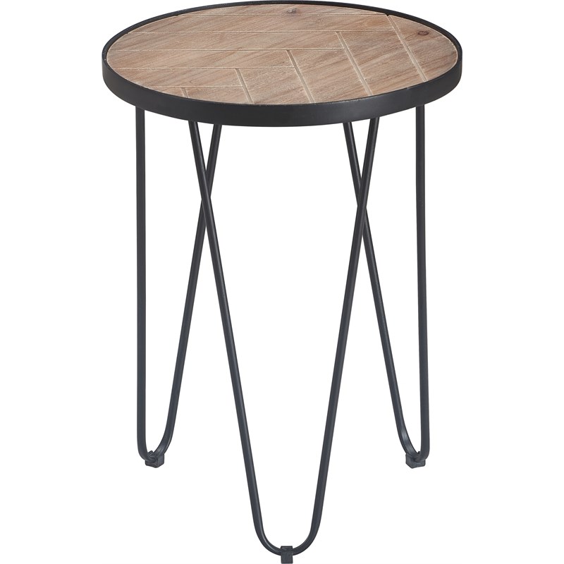 ClickDecor Farmhouse Side Table Wood and Black Metal