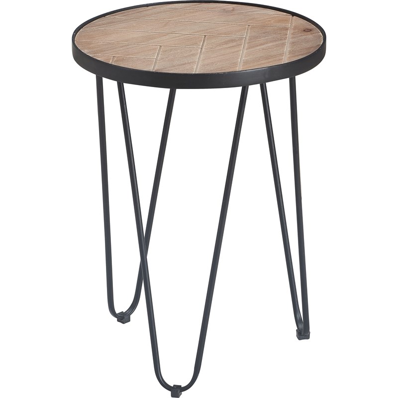 ClickDecor Farmhouse Side Table Wood and Black Metal