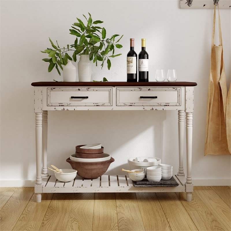 ClickDecor Baker Console Table Antique White Homesquare