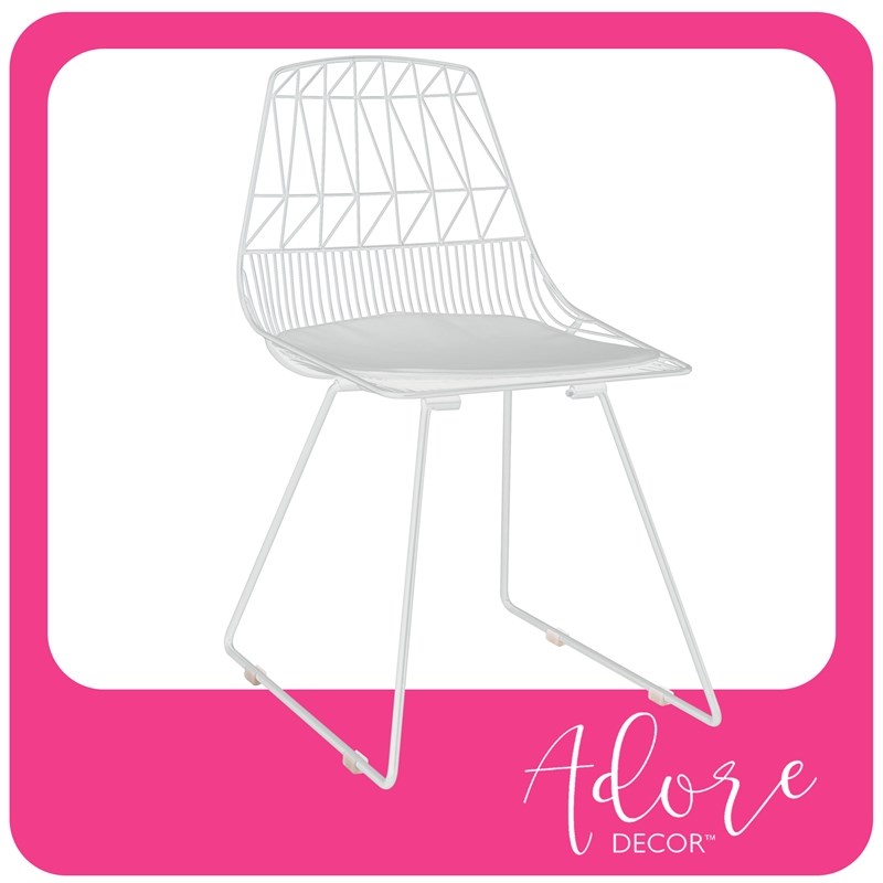 Adore Decor Vivi Metal Dining Side Chair in French White (Set of 2)