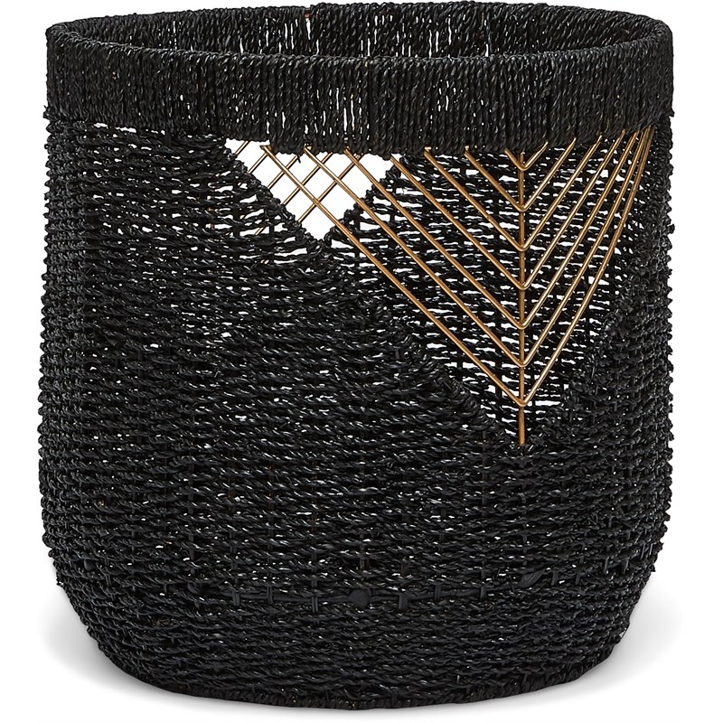 Adore Decor Ostara Seagrass Black & Gold Basket