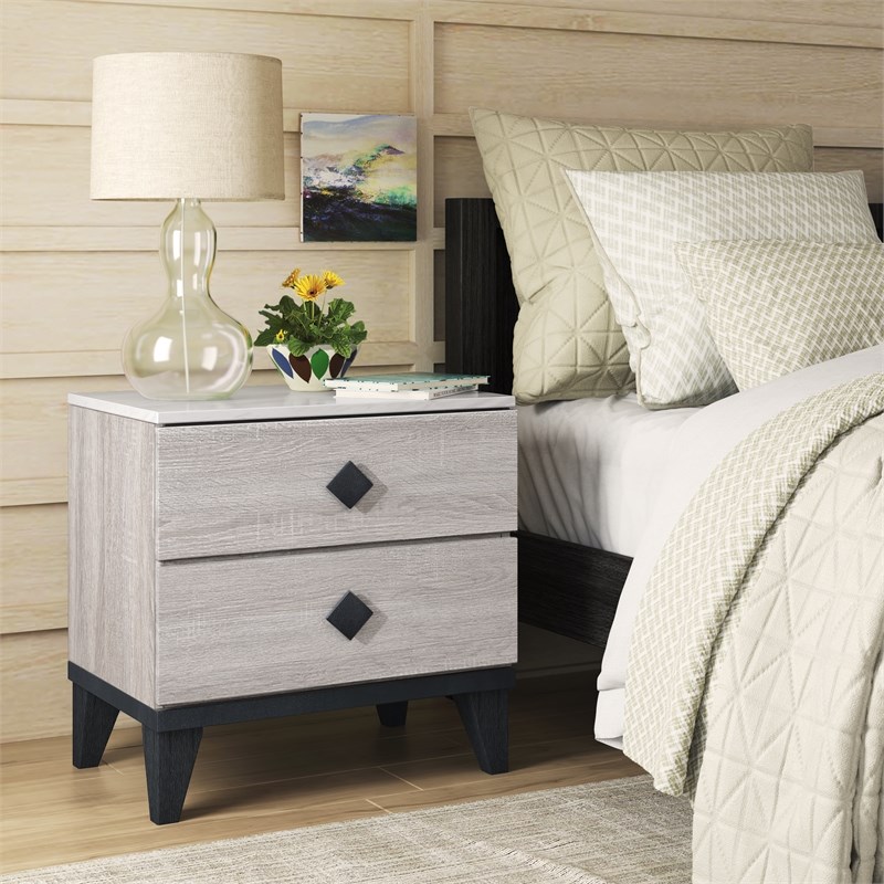 Adore Decor Micah 2 Drawer Nightstand Beige Homesquare