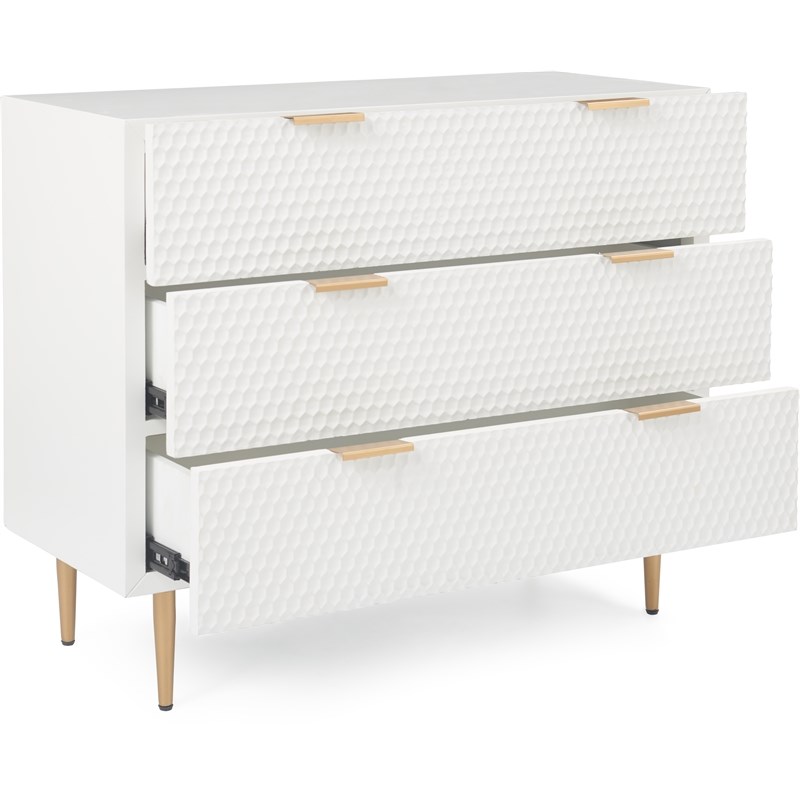 Adore Decor Jolie 3 Drawer Standard Dresser White Homesquare