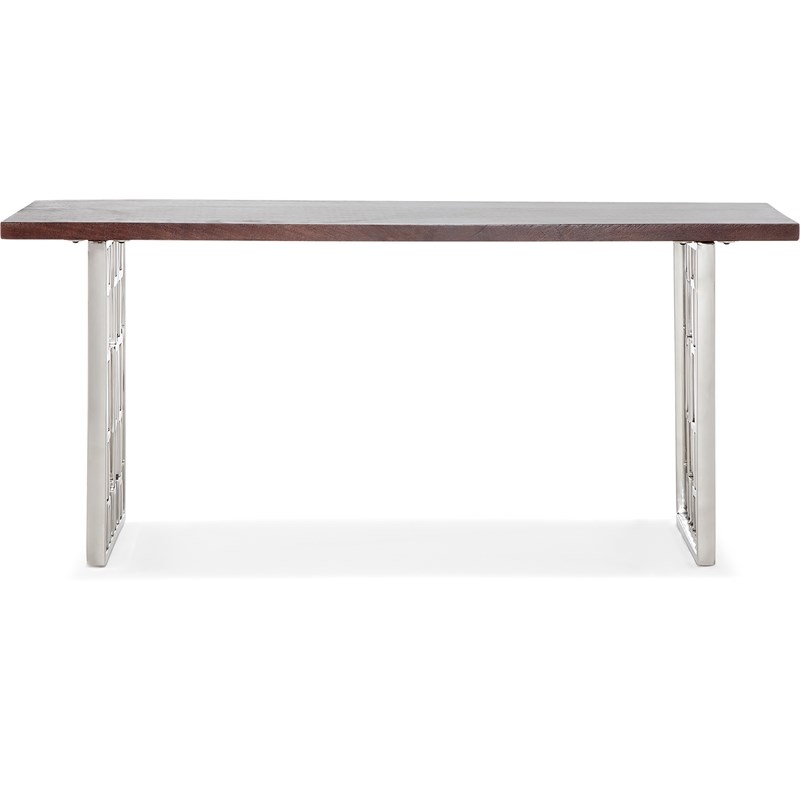 Adore Decor Lennox Contemporary Wood and Silver Metal Bench Dark Walnut Brown
