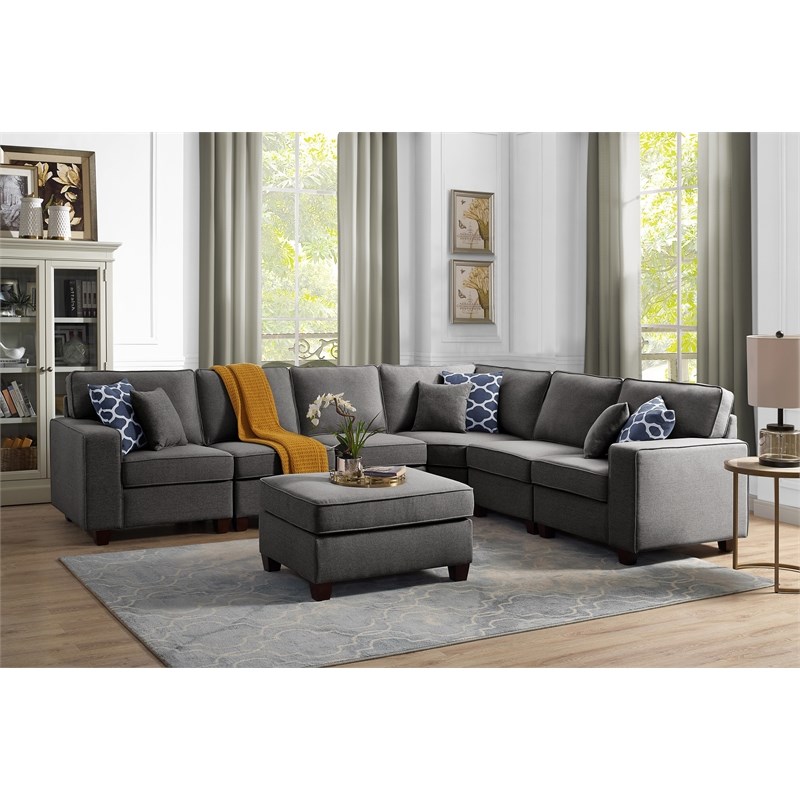 lilola casanova fabric 7piece modular sectional sofa and ottoman in