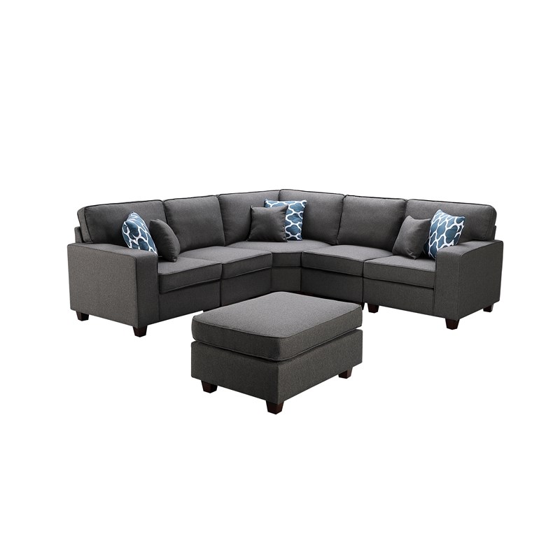 Sonoma Dark Gray Fabric 6pc Modular Sectional Sofa And Ottoman 89122 3 - Sectional Sofa With Ottoman Sonoma Dark Gray Fabric 6pc Modular Sectional Sofa And Ottoman 89122 3 - Sectional Sofa With Ottoman