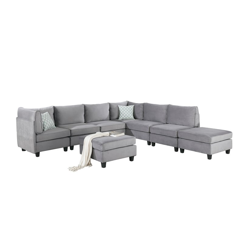 Zelmira Contemporary 8Pc Modular Reversible Sectional Sofa in Gray ...